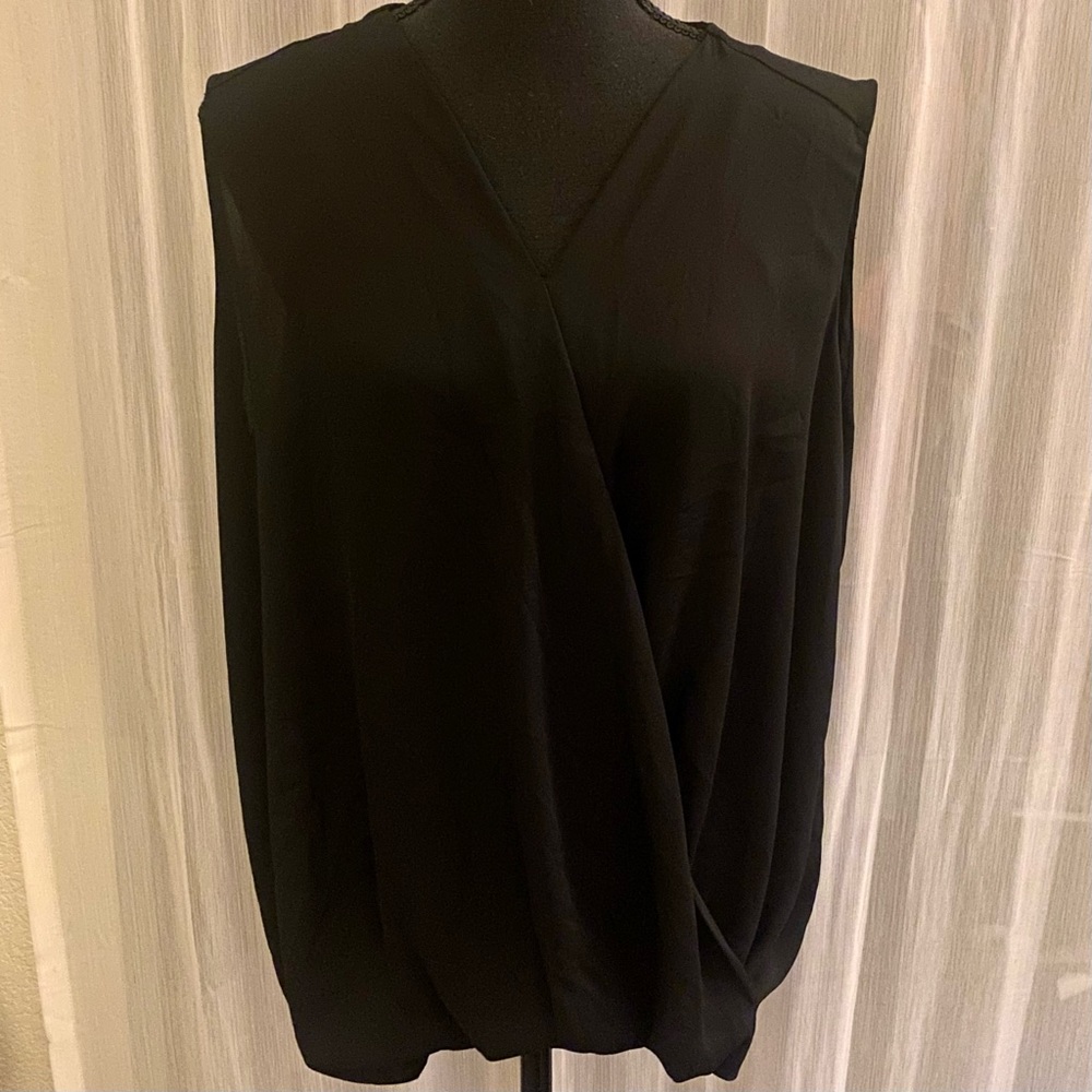 Black Wrap Style Sleeveless Top